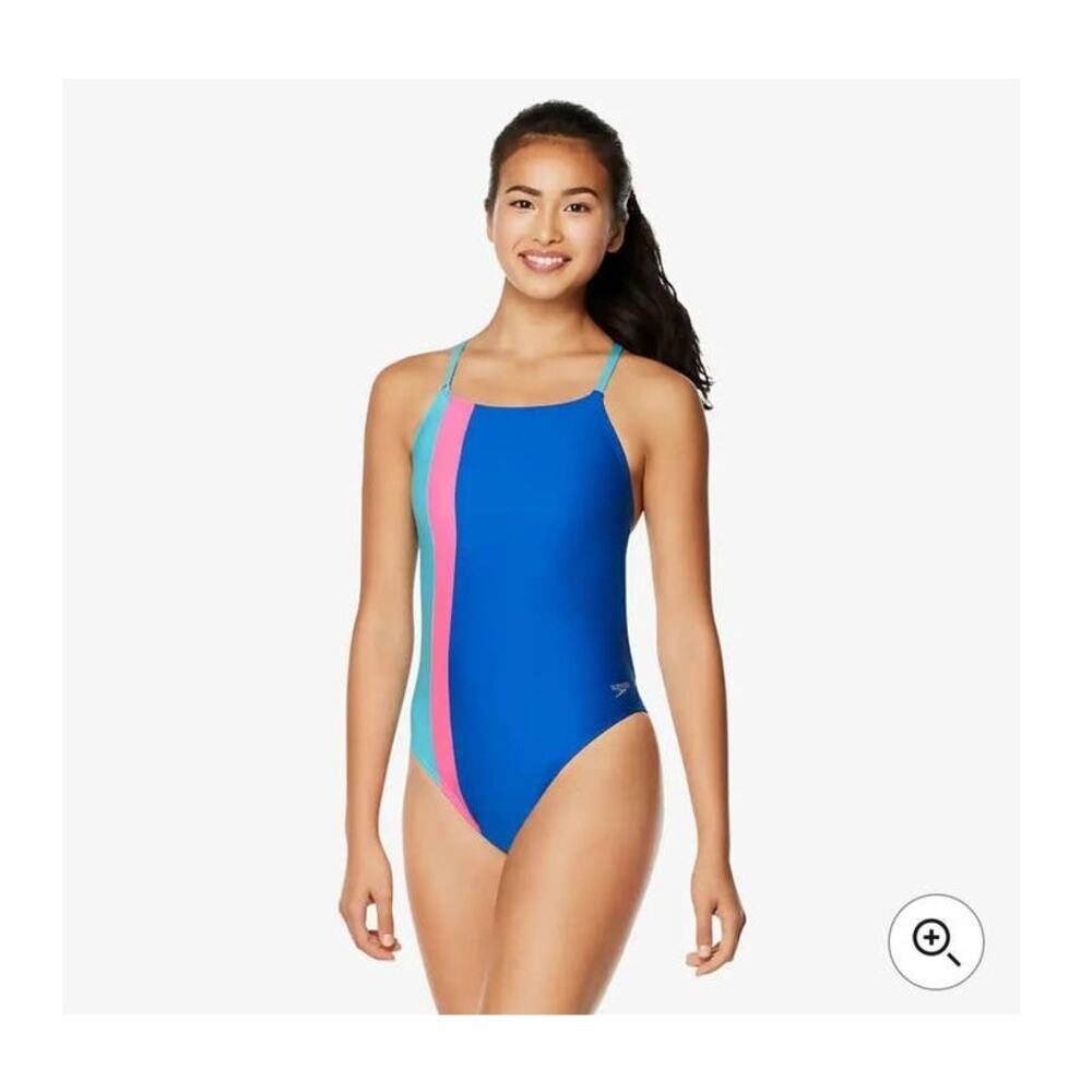 NWT Speedo Color Block Tie Back One Piece - 2 / 28 - chronos blue - 2 / 28